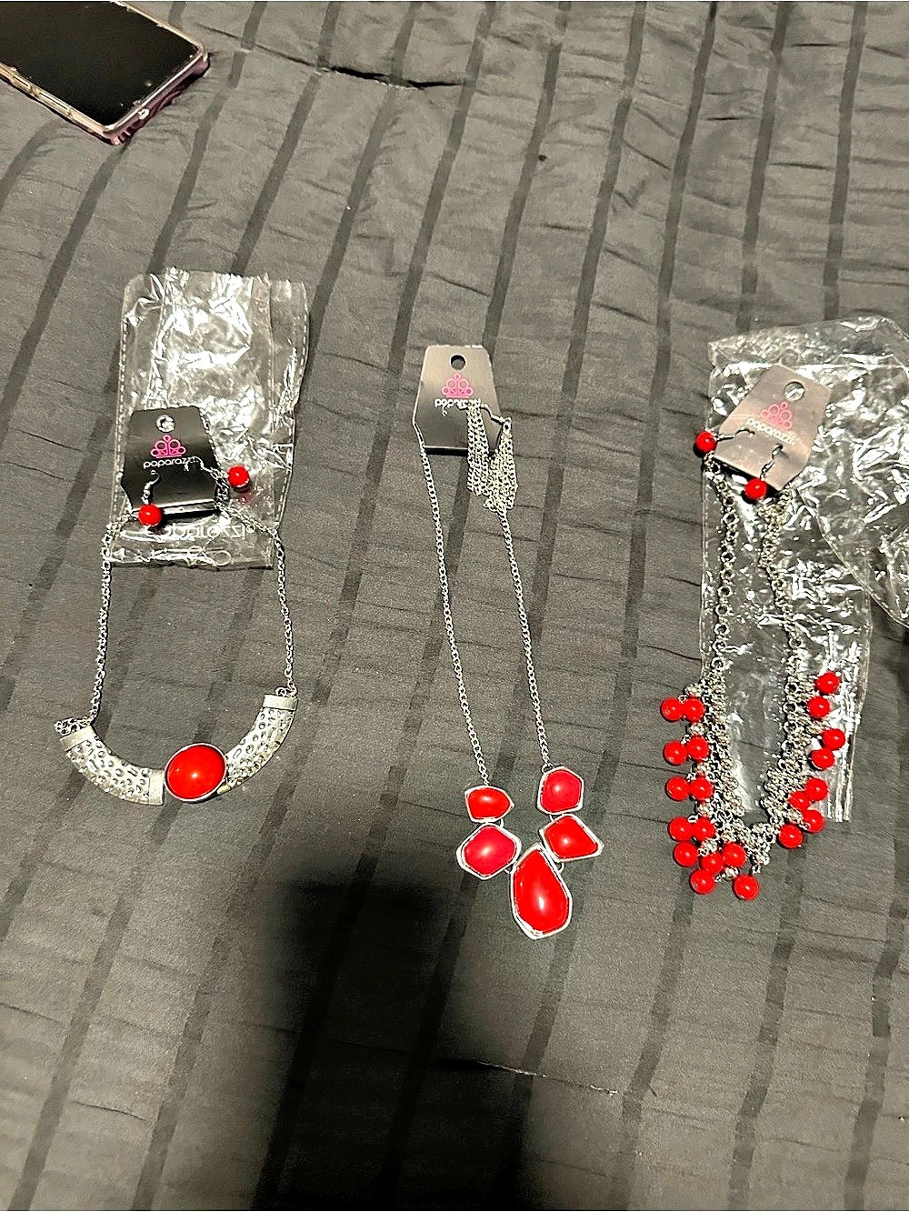 Paparazzi Red & Silver Statement Necklace Set…$5 each